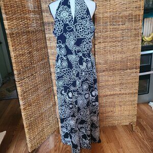 Enfocus Studio High Low Maxi Dress Sleeveless Sz 14 Drawstring Waist High Neck